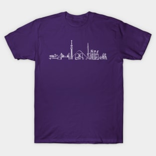 Tokyo Skyline in a single line, purple T-Shirt